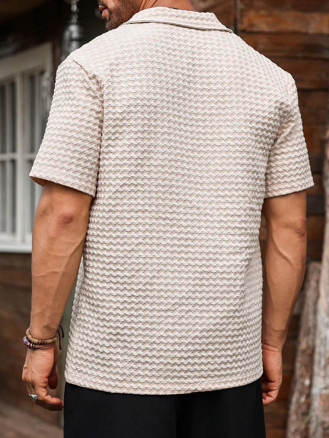 Manfinity Homme Men Solid Button up Short Sleeve Casual Plain Shirt for Boyfriend Gift