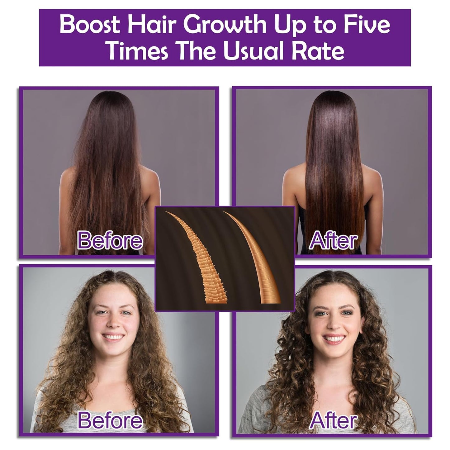 Hair Growth Shampoo and Conditioner Set Infused with Rosemary, Biotin, Argan Oil, and Castor Oil for Thinning, Damaged, and Curly Hair