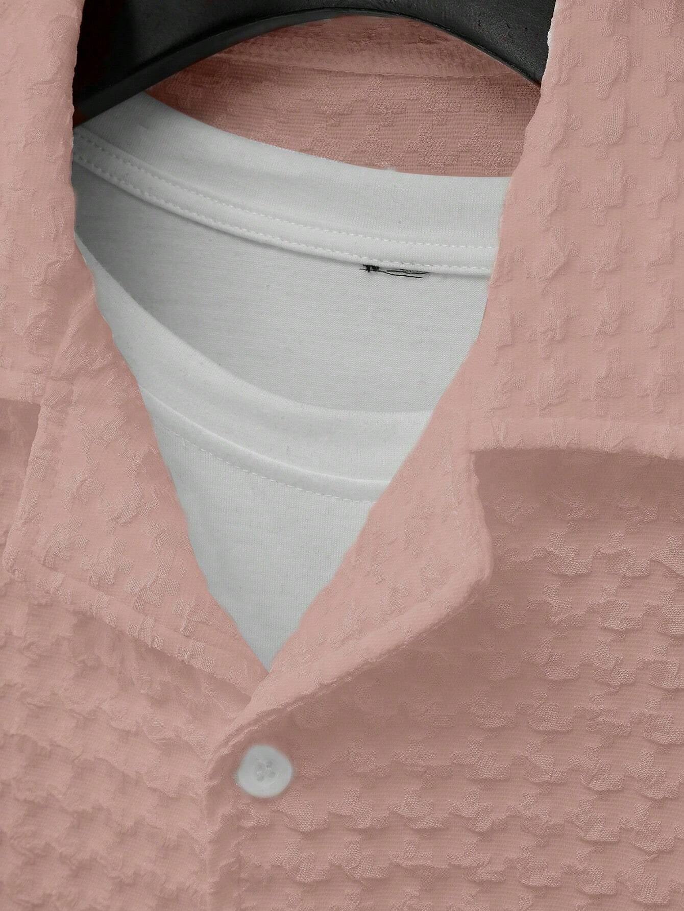 Manfinity Homme Men Solid Button up Short Sleeve Casual Plain Shirt for Boyfriend Gift