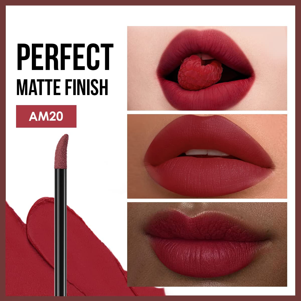 Matte Liquid Lipstick - Long-Lasting, Smudge-Resistant, Highly Pigmented Lip Color for All Skin Tones, AM20 Berry
