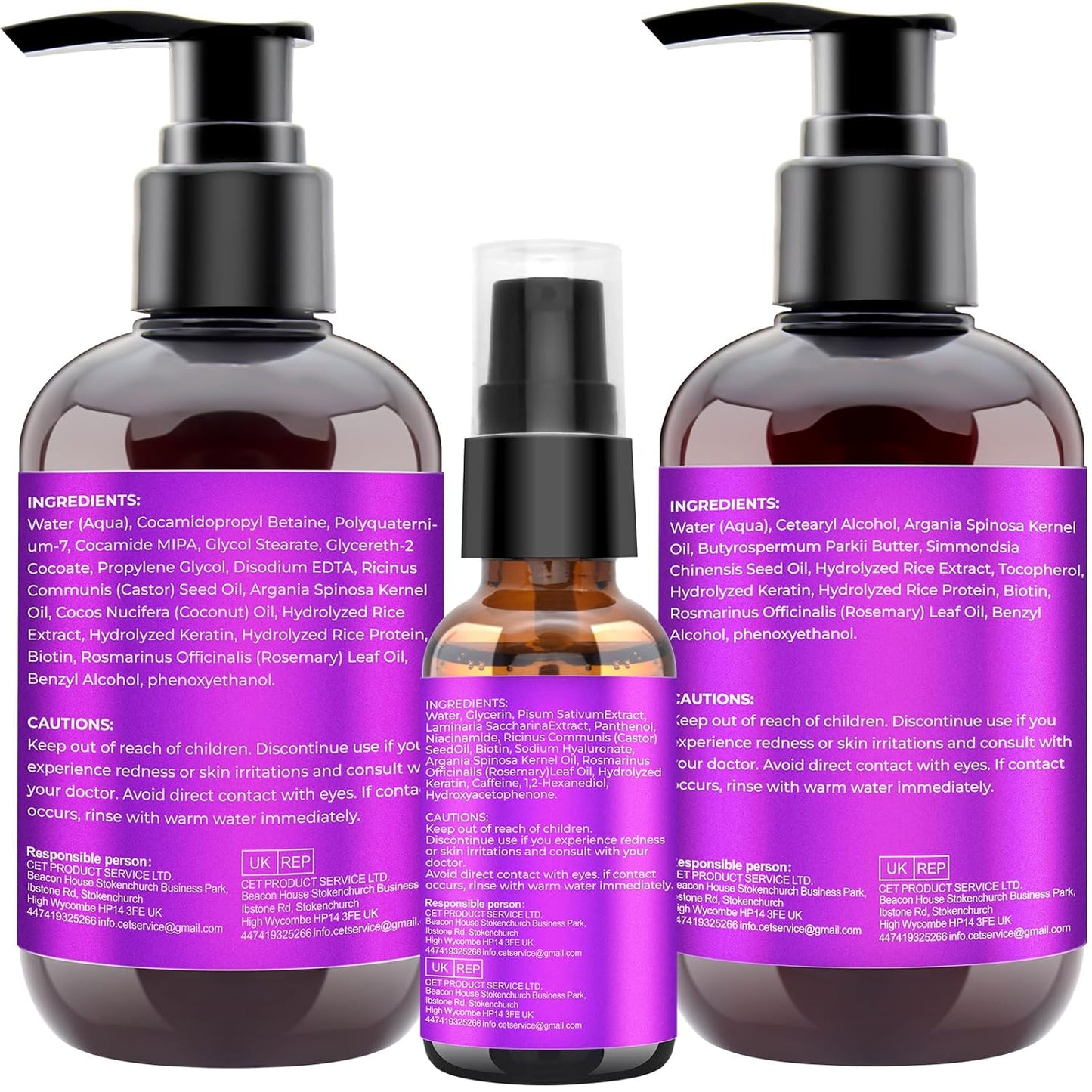 Hair Growth Shampoo and Conditioner Set Infused with Rosemary, Biotin, Argan Oil, and Castor Oil for Thinning, Damaged, and Curly Hair