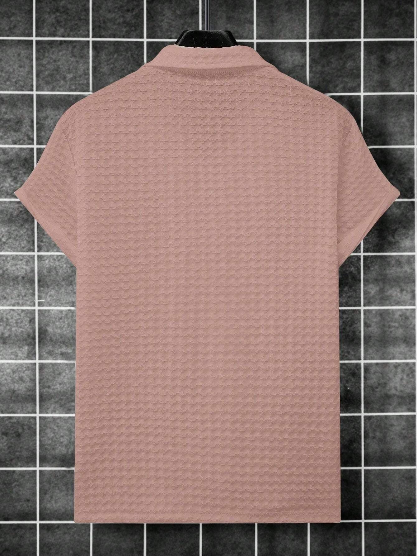 Manfinity Homme Men Solid Button up Short Sleeve Casual Plain Shirt for Boyfriend Gift