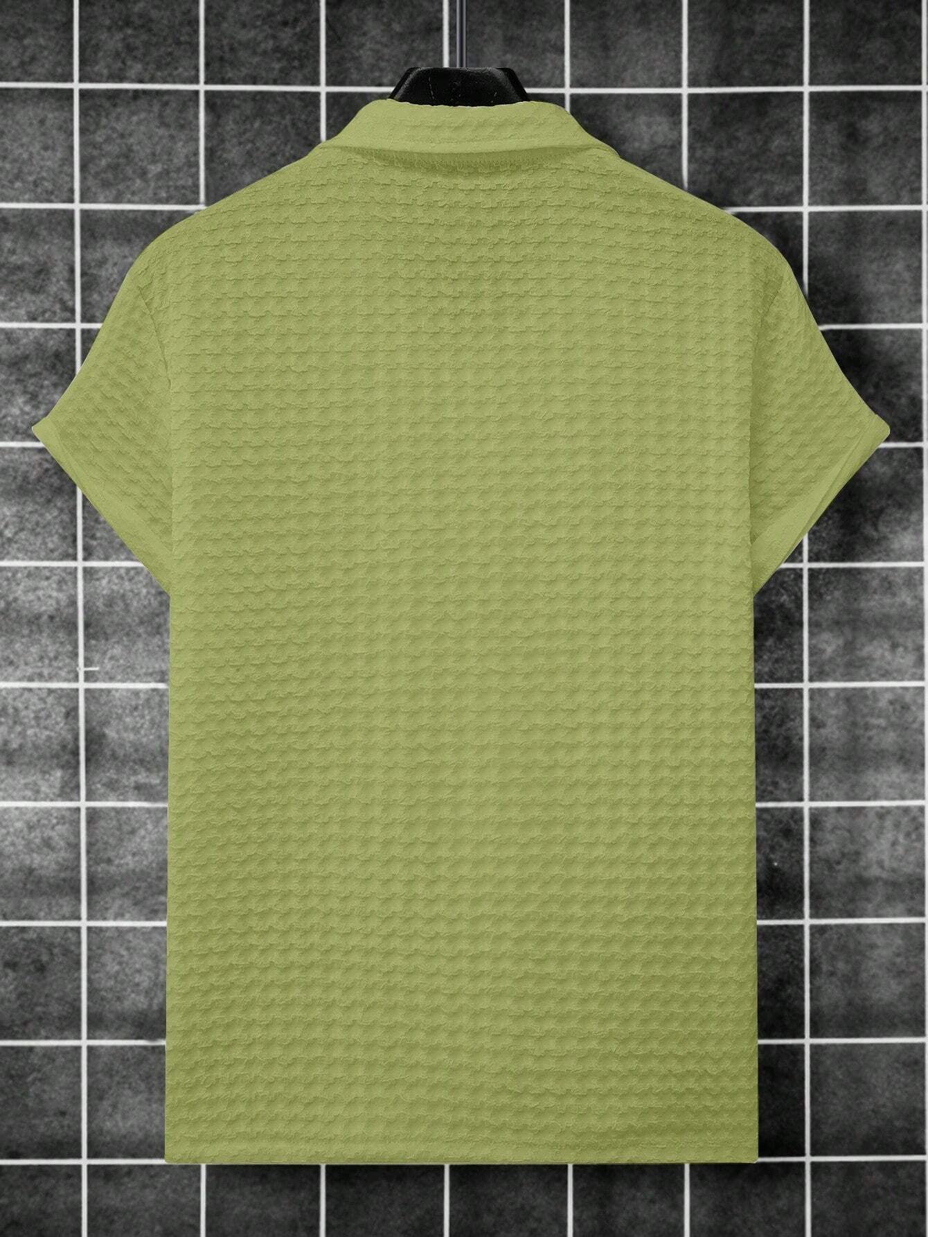 Manfinity Homme Men Solid Button up Short Sleeve Casual Plain Shirt for Boyfriend Gift