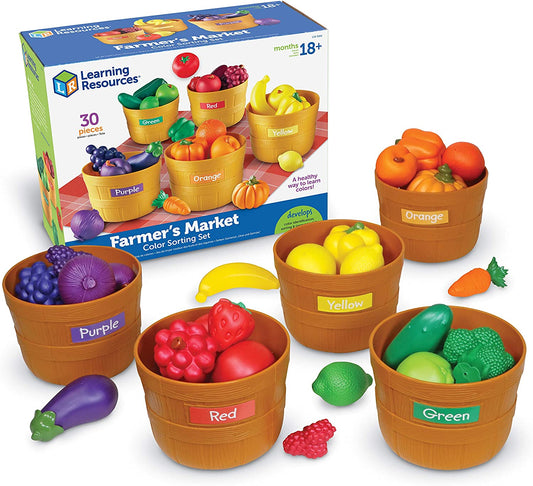 Farmer'S Market Color Sorting Set - Play Food for Kids, Toddler Learning Toys, Grocery and Kitchen Play Toys